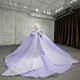 Lavender Sweetheart Quinceanera Dress Party Gown Off The Shoulder Beads Crystal Bow Tull Sweet Princess16 Year Vestido De 15Anos