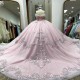 Light Pink Sweet 16 Quinceanera Dress Off Shoulder Appliquéd Lace Crystal Tull Ball Gown Princess Party Birthday Dress Vestidos