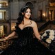 Luxury Black Quinceanera Dress 2024 Party Birthday Wear Princess Sequined Sweet 16 Birthday Party Gown Vestido 15 De Anos