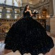 Luxury Black Quinceanera Dress 2024 Party Birthday Wear Princess Sequined Sweet 16 Birthday Party Gown Vestido 15 De Anos