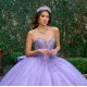 Luxury Lavender Quinceanera Dresses 2024 Applique Lace Beads With Bow Corset Ball Gowns Sweet 16 Dress Vestidos De 15 Anos