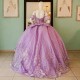 Luxury Lavender Sweetheart Quinceanera Dresses Applique Lace Beading Bow Ball Gown Princess Prom Party Sweet 16 Robes De Soirée