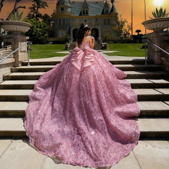 Luxury Pink Sequins Sparkle Tulle Lace Beaded Appliques Quinceanera Dress Ball Gown Off Shoulder Sweet 16 Party Gown