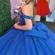 Luxury Royal Blue Quinceanera Dresses Ball Gown Off The Shoulder Beads Crystal Bow Sweet 16 Year Birthday Party Vestidos De 15