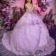 Mexican Lavender Quinceanera Dress Ball Gown Off The Shoulder Lace Applique Beading With Cape Corset Vestidos 15 De XV Anos