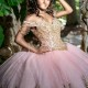 Mexican Pink Off The Shoulder Quinceanera Dress Ball Gown Gold Lace Applique Beading Tull Corset Sweet 16 Vestidos De XV 15 Anos