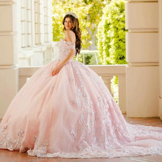 Mexican Pink Quinceanera Dress Ball Gown Off The Shoulder Floral Lace Applique Beading Tull Corset Sweet 16 Vestidos De 15 Anos