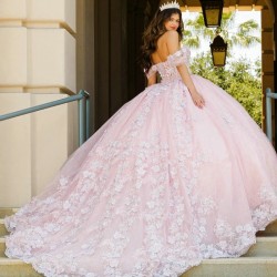 Mexican Pink Quinceanera Dress Ball Gown Off The Shoulder Floral Lace Applique Beading Tull Corset Sweet 16 Vestidos De 15 Anos