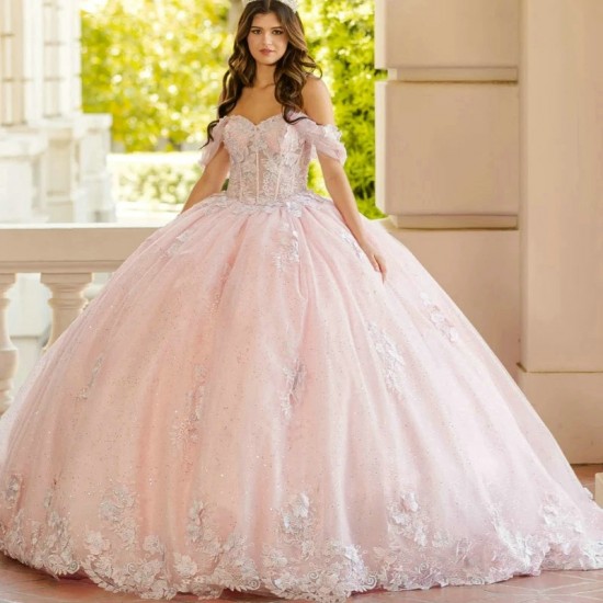 Mexican Pink Quinceanera Dress Ball Gown Off The Shoulder Floral Lace Applique Beading Tull Corset Sweet 16 Vestidos De 15 Anos