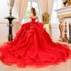 Mexican Red Shiny Quinceanera Dresses Ball Gown Beaded Lace Appliques Sweet 16 Dress Princess Lace Up Vestido De 15 Anos