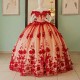 Mexican Red Vestido De 15 Anos Quinceanera Dresses Appliques Flower Beads Crystal Tull Corset Sweet 16 Dress Abiti Da Cerimonia