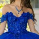 Mexican Royal Blue Quinceanera Dress Ball Gown Shiny Lace Applique Bow Beaded Tull Corset Sweet 16 Vestidos De 15 Anos