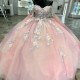 Mexico Pink Ball Gown Quinceanera Dress Beaded Appliques Lace Tull Birthday Party Gowns Sweet 16 15 Prom