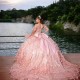 Mexico Pink Off The Shoulder Ball Gown Quinceanera Dress For Girl Beaded 3D Flowers Birthday Party Gowns Prom Dresses Sweet 16