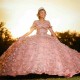 Mexico Pink Off The Shoulder Ball Gown Quinceanera Dress For Girl Beaded 3D Flowers Birthday Party Gowns Prom Dresses Sweet 16