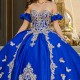 Mexico Royal Blue Quinceanera Dress Off The Shoulder Ball Gown Gold Butterfly Applique Beaded Corset Sweet 16 Vestidos De 15Anos