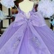 Off Shoulder Lavender Shiny Quinceanera Dress Corset Ball Gown Applique Lace Beads Tull Tiered Sweet 16 Vestidos De 15 Anos