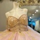 Off Shoulder Light Pink Quinceanera Dress Prom Dress Floral Gold Applique Lace Beads Tull Princess Dress Sweet 15 Year Old Party