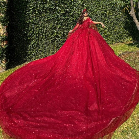 Off Shoulder Red Sparkly Crystal Princess Quinceanera Dresses Luxury Crystal Corset vestidos de 15 anos quinceaneras 2024