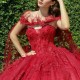 Off Shoulder Red Sparkly Crystal Princess Quinceanera Dresses Luxury Crystal Corset vestidos de 15 anos quinceaneras 2024