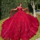 Off Shoulder Red Sparkly Crystal Princess Quinceanera Dresses Luxury Crystal Corset vestidos de 15 anos quinceaneras 2024