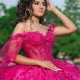 Off Shoulder Rose Red Princess Quinceanera Dresses Beaded Bow Tull Corset Sweet 16 Dress vestidos de 15 quinceanera