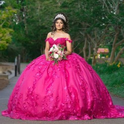 Off Shoulder Rose Red Princess Quinceanera Dresses Beaded Bow Tull Corset Sweet 16 Dress vestidos de 15 quinceanera