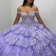 Off Shoulder Shiny Ball Gown Lavender Quinceanera Dresses 2024 Classic Applique Lace Beads Crystal Sweet 16 Dress Vestidos De 15