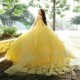 Off Shoulder Yellow Shiny Quinceanera Dresses Appliques Lace Tull Corset Prom Party Gown Sweet 16 Vestidos 15 De XV Anos