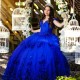 Off The Shoulder Royal Blue Ball Gown Quinceanera Dresses Flowers Appliques Beads Tull Corset Sweet 16 Dress Vestidos De 15