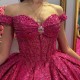 Off The Shoulder Ball Gown Rose Red Quinceanera Dress Beaded Birthday Prom Dresses For Girl Lace Bow Beads Graduation Vestido De