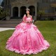 Off The Shoulder Beads Rose Red Shiny Princess Quinceanera Dresses Applique Corset Sweet 16 Dress Birthday Vestidos De 15 Anos