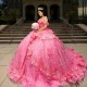 Off The Shoulder Beads Rose Red Shiny Princess Quinceanera Dresses Applique Corset Sweet 16 Dress Birthday Vestidos De 15 Anos