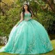 Off The Shoulder Green Shiny Quinceanera Dress Applique Lace Vestidos De 15 Anos Ball Gown Sweet 16 Birthday Party Gown Pageant