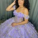 Off The Shoulder Lilac Quinceanera Dress Beading Gold Appliques Sparkling Ball Gown Birthday Formal Party Gown Robes De Soiree