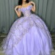 Off The Shoulder Lilac Quinceanera Dress Beading Gold Appliques Sparkling Ball Gown Birthday Formal Party Gown Robes De Soiree