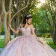 Off The Shoulder Pink Princess Quinceanera Dresses 2024 Lace Beaded Crystal Tull Birthday Ball Gown Sweet 15 16 Vestidos 15 Anos