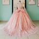 Off The Shoulder Pink Quinceanera Dress Ball Gown Lace Applique Beaded With Cape Corset Sweet 16 Vestido De 15 Anos