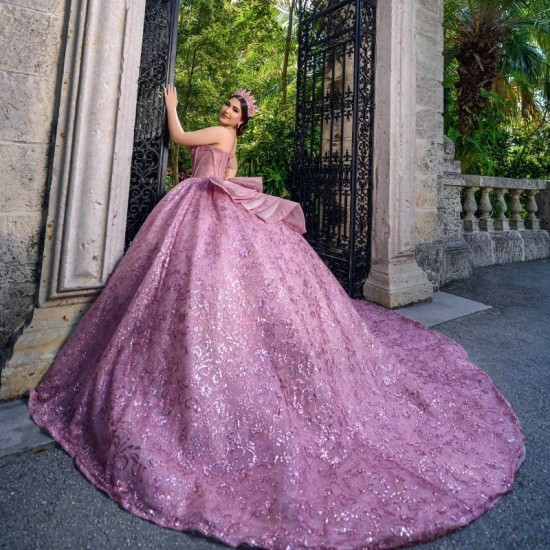 Off The Shoulder Lilac Sweetheart Quinceanera Dresses Ball Gown Tulle Lace Beads Crystal Puffy Mexican Sweet 16 Vestido De 15 Anos