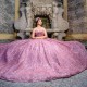 Off The Shoulder Lilac Sweetheart Quinceanera Dresses Ball Gown Tulle Lace Beads Crystal Puffy Mexican Sweet 16 Vestido De 15 Anos