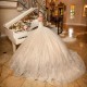 Off The Shoulder Puff Sleeve Champagne Quinceanera Dresses Ball Gown Beading Crystal Tull Corset Sweet 16 Vestidos Para XV Anos