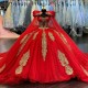 Off The Shoulder Red Ball Gown Quinceanera Dresses Gold Appliques Lace Beads Tull With Cape Ruffles Corset Vestidos De 15 Anos