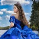 Off The Shoulder Royal Blue Shiny Ball Gown Quinceanera Dresses Beads Bow Birthday Party Gown Sweet 16 Dresses Vestidos