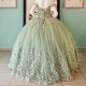 Off The Shoulder Princess Sage Green Quinceanera Dress Ball Gown Lace Applique Beading Tull Sweet 16 Vestido 15 De Anos