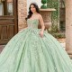 Off The Shoulder Sage Green Shiny Quinceanera Dresses Appliqued Lace Sweet 15 Prom Gowns Beading vestidos de 16 Pageant Wear