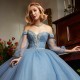 Off The Shoulder Sky Blue Sequined Ball Gown Quinceanera Dresses Appliques Beading Shiny Crystal Corset Vestidos De 15 Anos