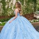 Off The Shoulder Sky Blue Shiny Princess Quinceanera Dress Ball Gown Lace Applique Beading Corset Sweet 16 Vestido 15 De Anos