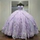 Off the Shoulder Lavender Quinceanera Dresses for 15 Year 2024 Ball Gown Applique Lace Tull Party Dress for Girl vestidos de 15