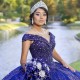 Off the Shoulder Navy Blue Princess Quinceanera Dresses Ball Gown 2024 Sweet 16Dress Beads Appliques Lace Beads 15th Party Gown