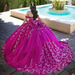 Off the Shoulder Rose Red Quinceanera Dresses Lace Applique Beads Tull Vestido De 15 Anos 2024 Sweet 16 Prom Gowns